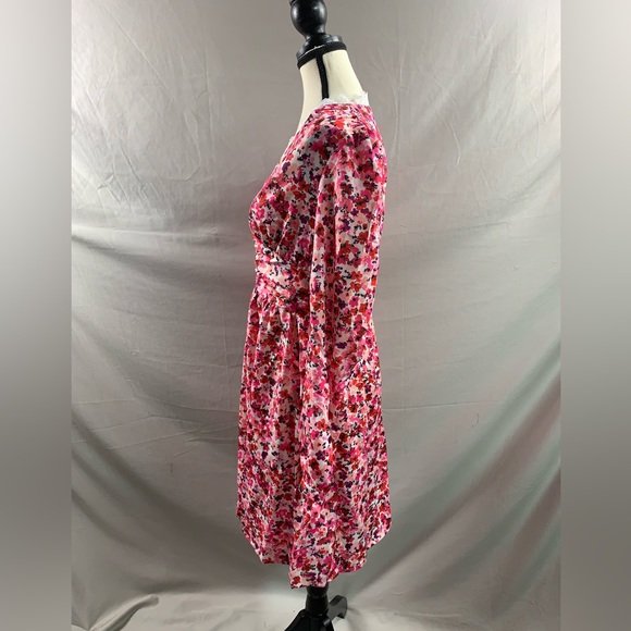Floral Print Guipure Lace Trim Ruched Front Dress - Picture 8 of 9